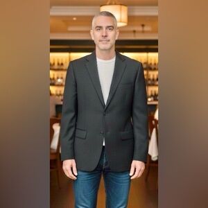 PRONTO UOMO Black Cashmere 2 Button Blazer Jacket Sportcoat Canada Made 44 Short